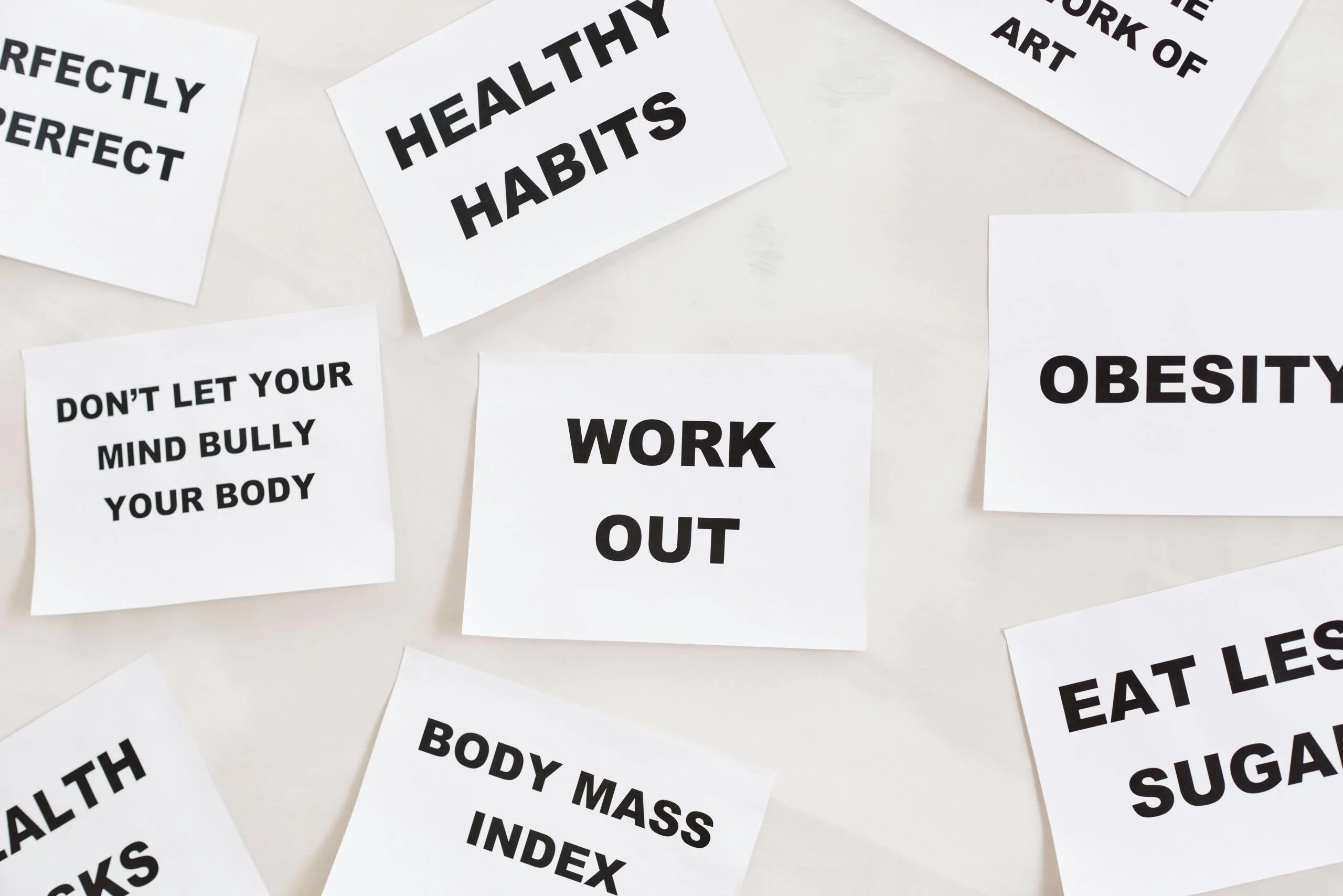 Sticky notes about habits and goals