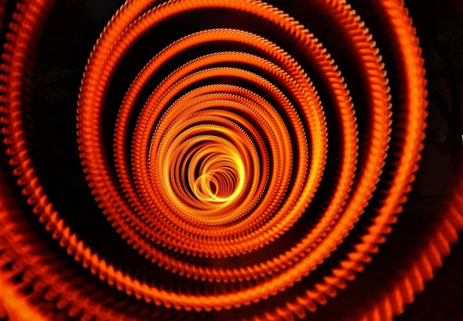 Vivid spiral light painting with long exposure, creating a captivating vortex effect. consciousness, unseen world, observer paradox,